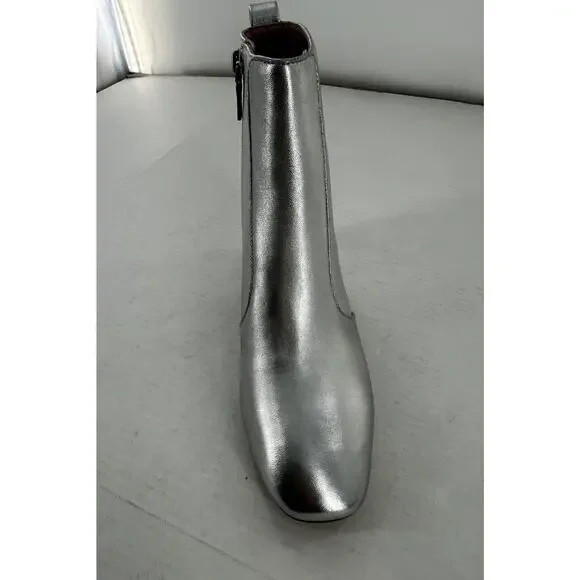 Coach Ankle Noah Bootie Sz 9.5 Silver Metallic Leather Almond Toe Amputee Left - Picture 3 of 15
